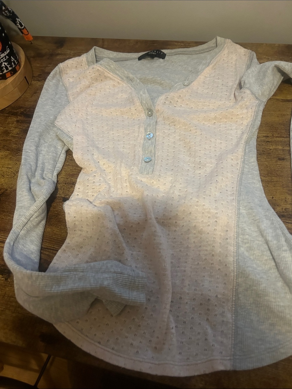 Sanctuary light gray and blush knit long sleeve top